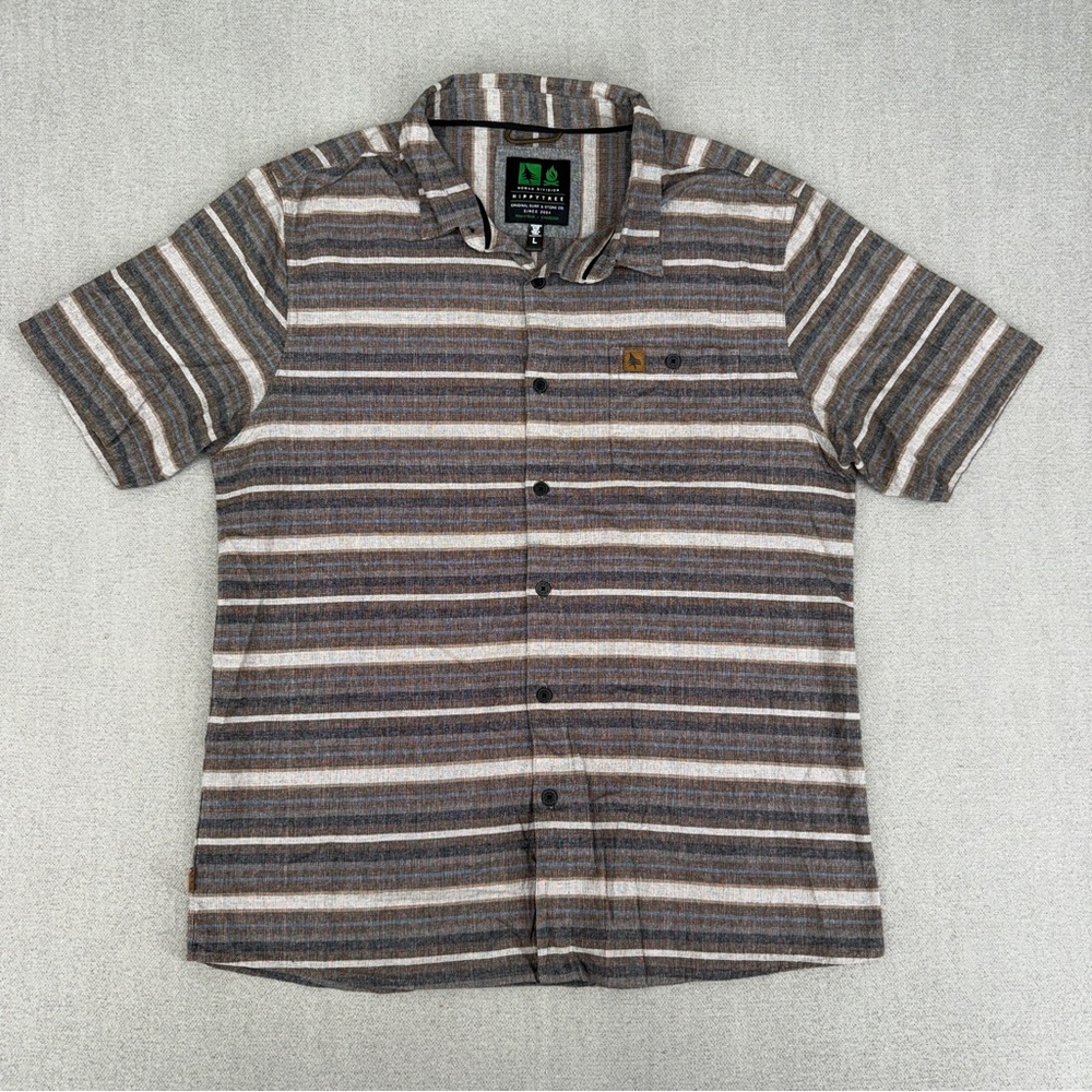 Hippy Tree Mens L Morrison Short Sleeve Button Up Stripe Nomad Surf & Stone